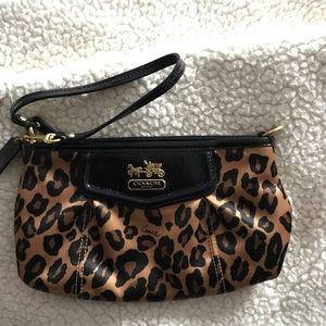 Coach leopard and black wristlet